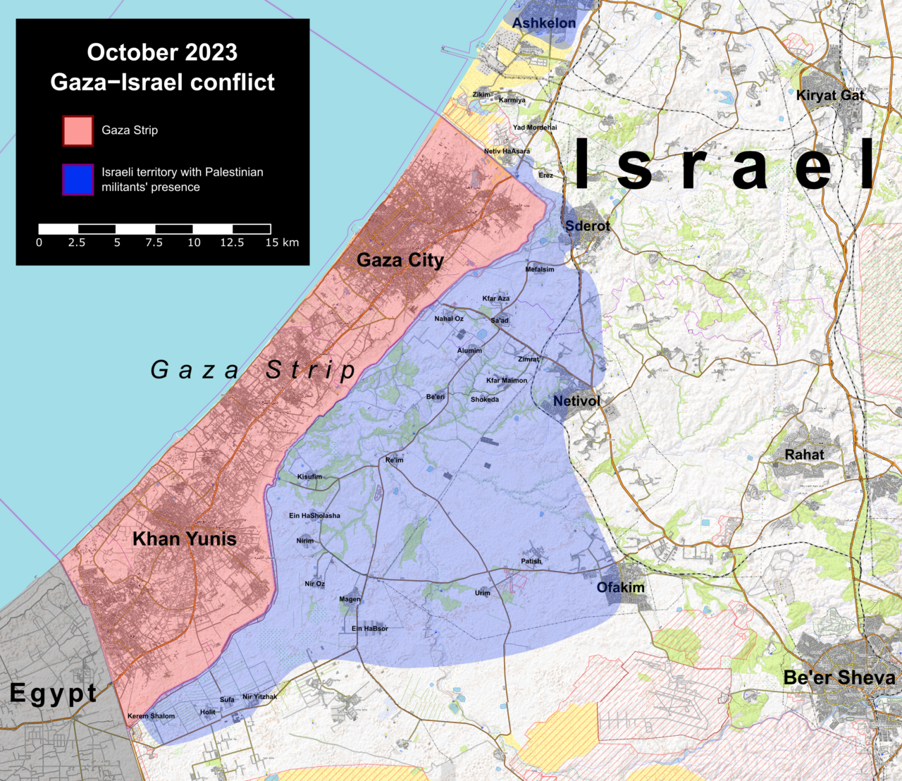 Israel map and Gaza